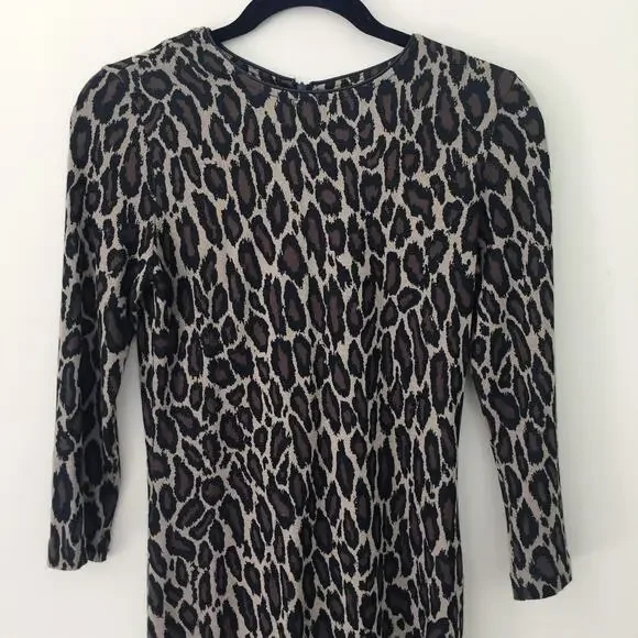 Sara Campbell Leopard Print Bodycon Dress Women's Size XS Black Brown - Picture 2 of 8